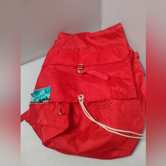 Vintage 1970s Kmart Yucca Pack Day Pack Backpack Red Drawstring A19 - Picture 1 of 12